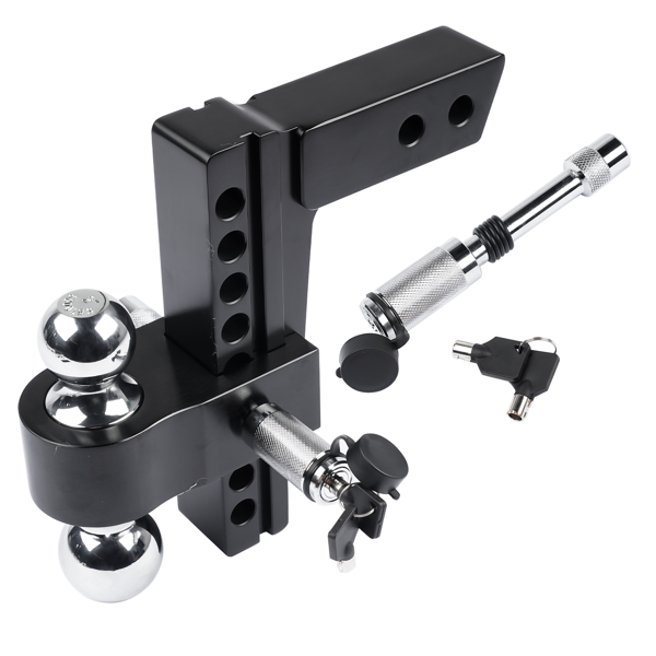 拖车挂接装置 Adjustable Aluminum Trailer Hitch Fits 2-inch Receiver Solid Tube Hitch 12500LBS 8 Inch Drop/Rise-3