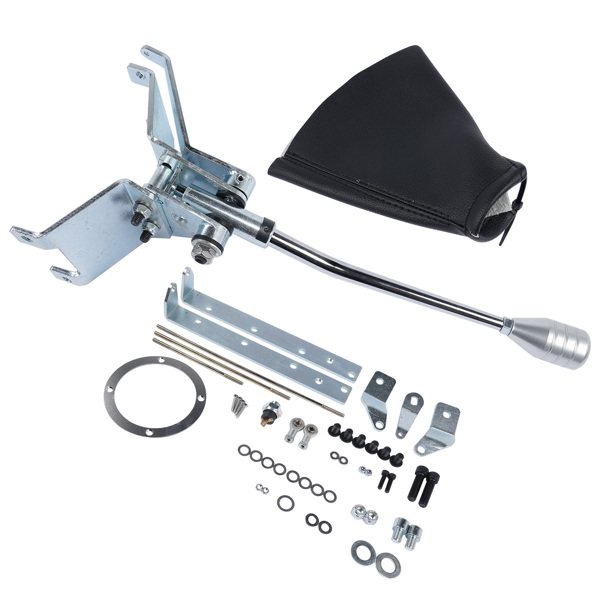 换挡器 12" Auto Transmission Shifter Floor Mount HRC1941 For GM Turbo 400 Complete Automatic Transmissions 5" Dia Round Black Leather Boot & Stainelss Trim-8