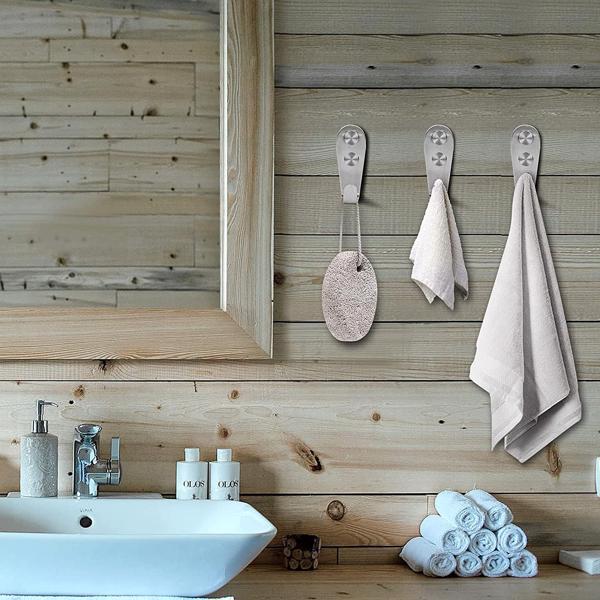 5-piece set of large L-shaped stainless steel hooks for entrance door panels, wardrobe and schoolbag (natural color)-5