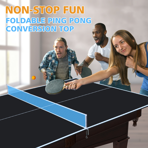 8ft Black Mid-Size Ping Pong Conversion Top Foldable & Portable Table Tennis Table Top for Indoor Games-8