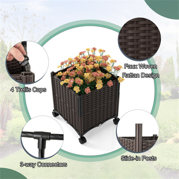 80" Garden Arch Trellis with 2 Planter Boxes and Lockable Wheels-6