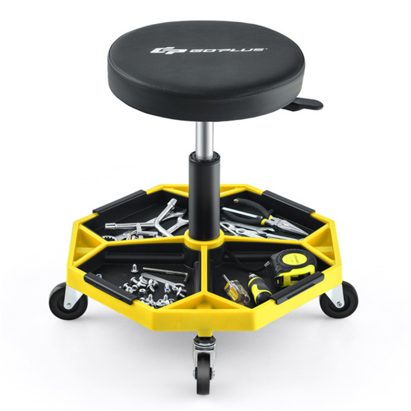 黄色重型可调高度滚石车，带有工具盘存储，容量330 lbs   （amazon shipping-发货，WALMART禁止销售）周末不发货-1