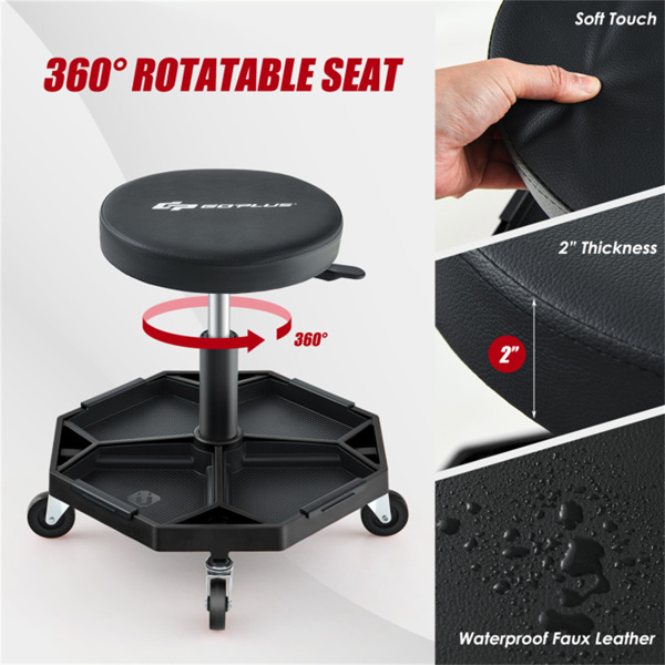 黑色重型可调高度滚石车，带有工具盘存储，容量330 lbs   （amazon shipping-发货，WALMART禁止销售）周末不发货-9