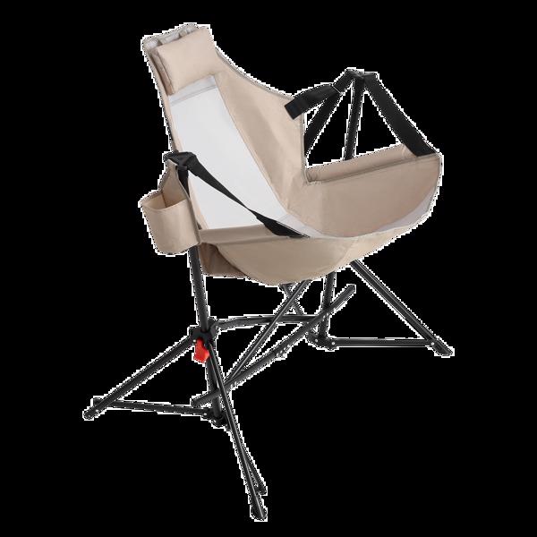 Hammock Camping Chair, Folding Portable Rocking Chair, Aluminum Alloy Adjustable Back Swinging Chair with Pillow Cup Holder, Recliner with Carry Bag for Outdoor Travel Lawn Backyard, KHAKI-3