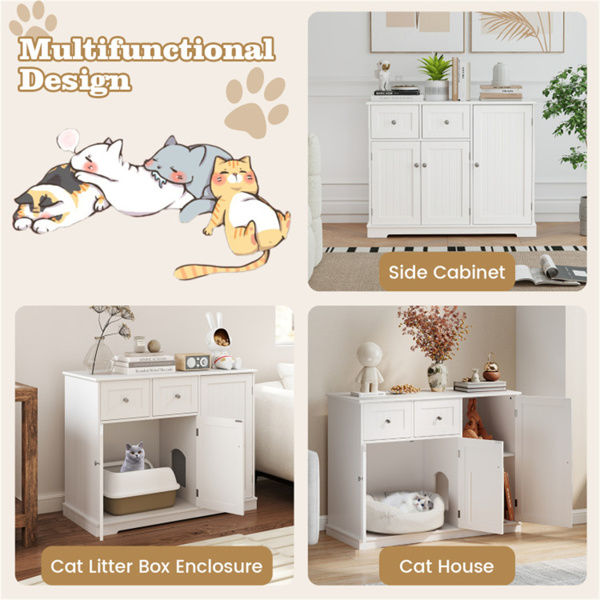 猫垃圾箱外壳，带2个抽屉和3门防倾倒装置存储（amazon shipping-发货，WALMART禁止销售）-9