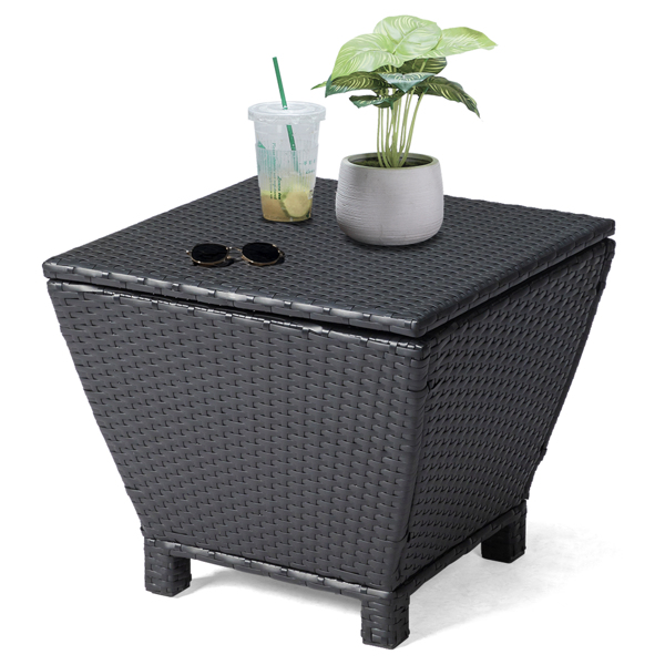 50*50*43cm 梯形 可翻盖 黑色藤条 编藤边桌-10