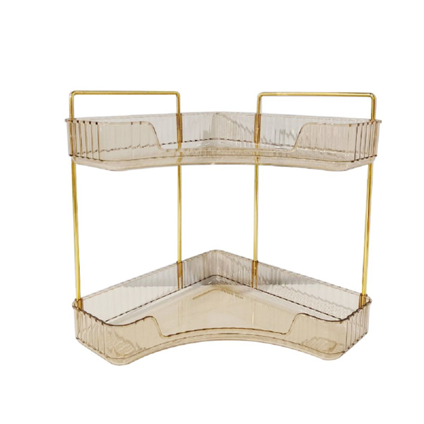 Make up Organizer, Kosmetik Organizer, Beauty Organizer, Hautpflege Organizer für Bad Schminktisch (2 Schichten, Bernstein)-1