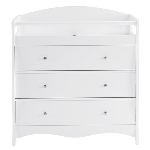 White 3-Tier Drawer Baby Cot with Safety Guard – 90.5x58x92cm | Wooden Baby Bed & Storage Combo-32