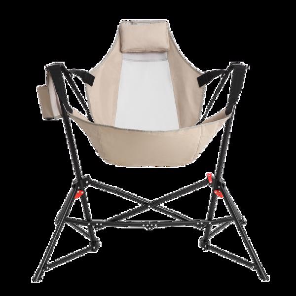 Hammock Camping Chair, Folding Portable Rocking Chair, Aluminum Alloy Adjustable Back Swinging Chair with Pillow Cup Holder, Recliner with Carry Bag for Outdoor Travel Lawn Backyard, KHAKI-15