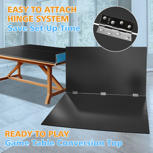 8ft Black Mid-Size Ping Pong Conversion Top Foldable & Portable Table Tennis Table Top for Indoor Games-2