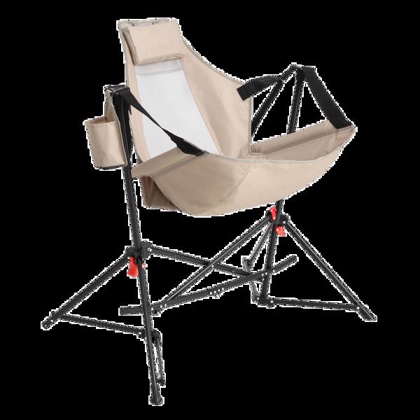 Hammock Camping Chair, Folding Portable Rocking Chair, Aluminum Alloy Adjustable Back Swinging Chair with Pillow Cup Holder, Recliner with Carry Bag for Outdoor Travel Lawn Backyard, KHAKI-9