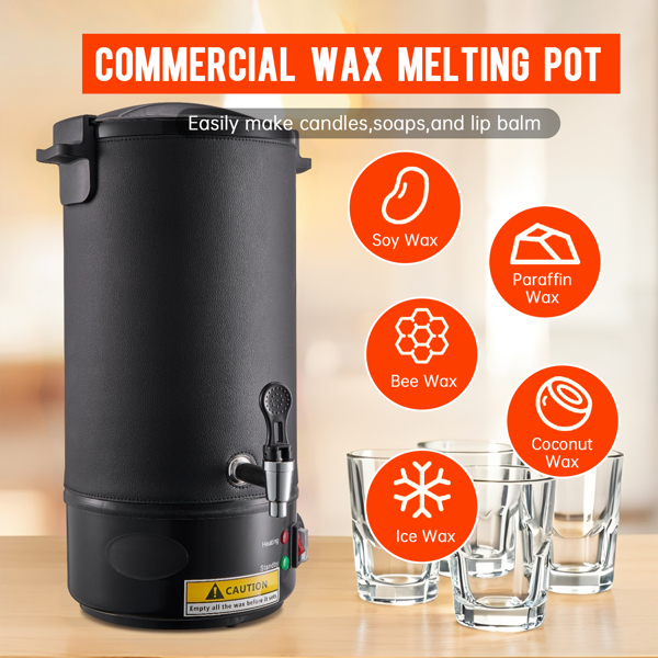 10L工业级电熔蜡器，适用于蜡烛制作，具有9层温度控制、精密浇注口和不粘涂层，是散装蜡烛、奶油生产和家庭DIY的理想选择（周末不发货，禁售亚马逊）-3