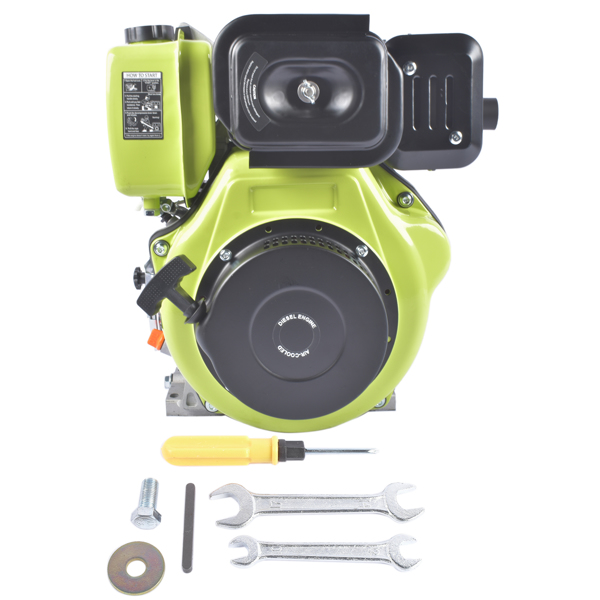 A1-绿色10HP四冲程单缸柴油发动机 10HP 4Stroke Single-Cylinder Diesel Engine 418CC 6300W Recoil 3600RPM Air Cooled (Green)-2