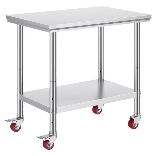 36x24 Inch Stainless Steel Work Table with 4 Wheels: Heavy-Duty Mobile Commercial Food Prep Worktable for Kitchen & Restaurant-10