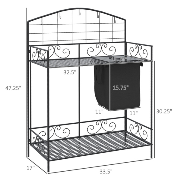  Garden Work Bench、Open Shelf Storage-3