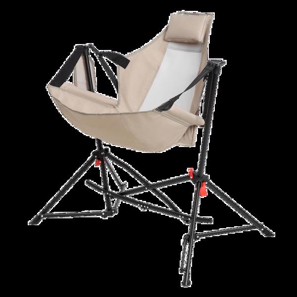 Hammock Camping Chair, Folding Portable Rocking Chair, Aluminum Alloy Adjustable Back Swinging Chair with Pillow Cup Holder, Recliner with Carry Bag for Outdoor Travel Lawn Backyard, KHAKI-11