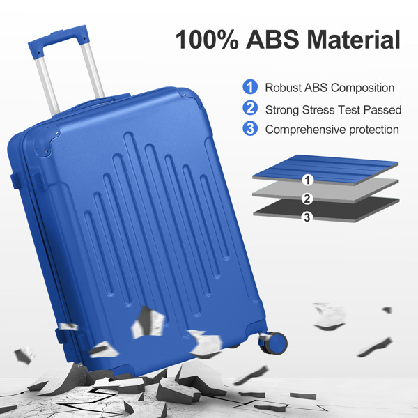 非TSA海关锁带2个包角菱形条纹单个 ABS拉杆箱 28in ABS 铁拉杆 全配色深蓝色-6