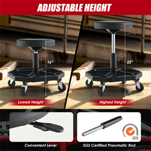 黑色重型可调高度滚石车，带有工具盘存储，容量330 lbs   （amazon shipping-发货，WALMART禁止销售）周末不发货-10