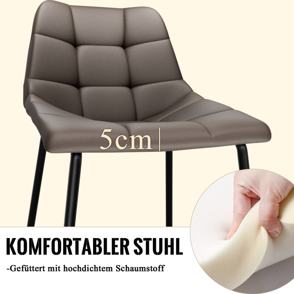 Esszimmerstühle 8er Set, Stühle Esszimmer Kunstleder mit Hoher Rückenlehne, Küchenstühle Modern mit Metallfüßen, Gepolsterter Esstisch Stühle Geeignet für Wohnzimmer Küche-4