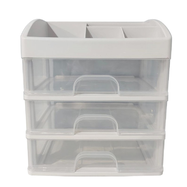 Makeup Organizer with 3 Drawers, Cosmetic Display Cases, Makeup Storage Box (3 Drawers) (white)-1