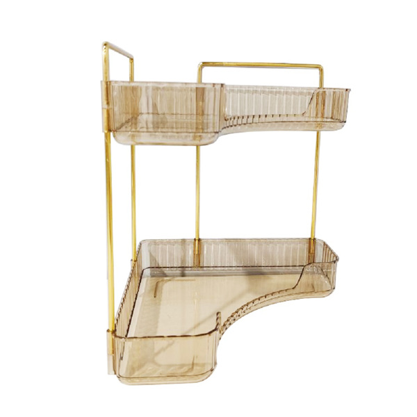 Make up Organizer, Kosmetik Organizer, Beauty Organizer, Hautpflege Organizer für Bad Schminktisch (2 Schichten, Bernstein)-2