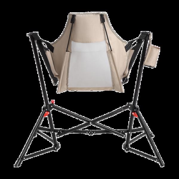 Hammock Camping Chair, Folding Portable Rocking Chair, Aluminum Alloy Adjustable Back Swinging Chair with Pillow Cup Holder, Recliner with Carry Bag for Outdoor Travel Lawn Backyard, KHAKI-18