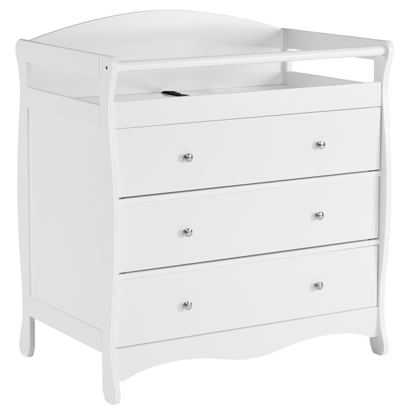 White 3-Tier Drawer Baby Cot with Safety Guard – 90.5x58x92cm | Wooden Baby Bed & Storage Combo-15