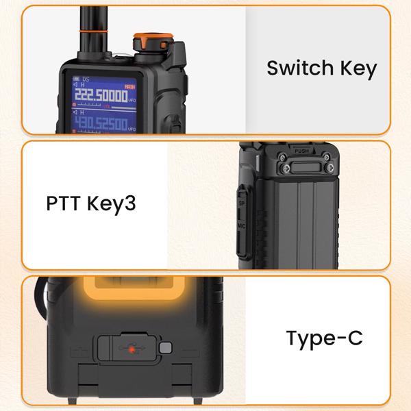 宝峰 Baofeng K5plus 10w 双频对讲机 黑色+适配器+USB线 2个装 -6