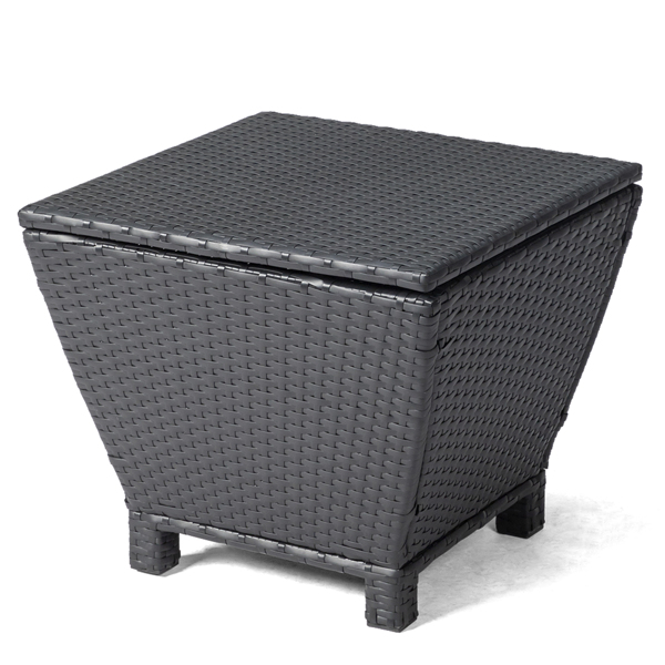 50*50*43cm 梯形 可翻盖 黑色藤条 编藤边桌-12