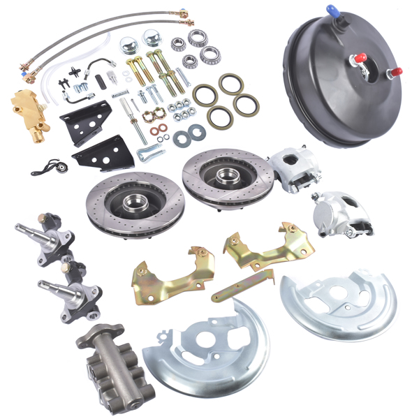  制动改装包 Front Disc Brake Conversion Kit 9" Booster Drilled Rotors for GM A F X DBK6472LX-4
