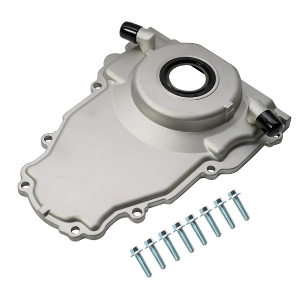 时规盖 Timing Cover w/ 10AN Turbo Oil Drain Fittings for Chevy GMC Gen III GM LS 4.8L 5.3L 5.7L 6.0L-2