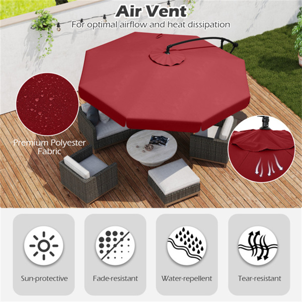 10 Feet Patio Cantilever Umbrella - Wine-8