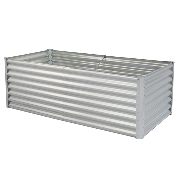 1PC 6*3*2FT 拼接式方形镀锌板 银色 铁种植-4
