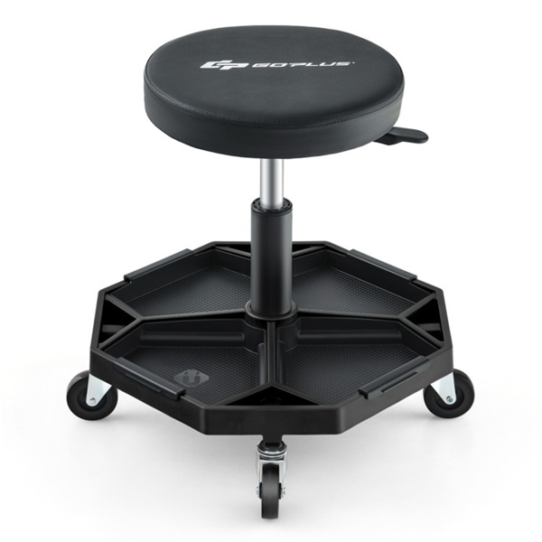 黑色重型可调高度滚石车，带有工具盘存储，容量330 lbs   （amazon shipping-发货，WALMART禁止销售）周末不发货-3