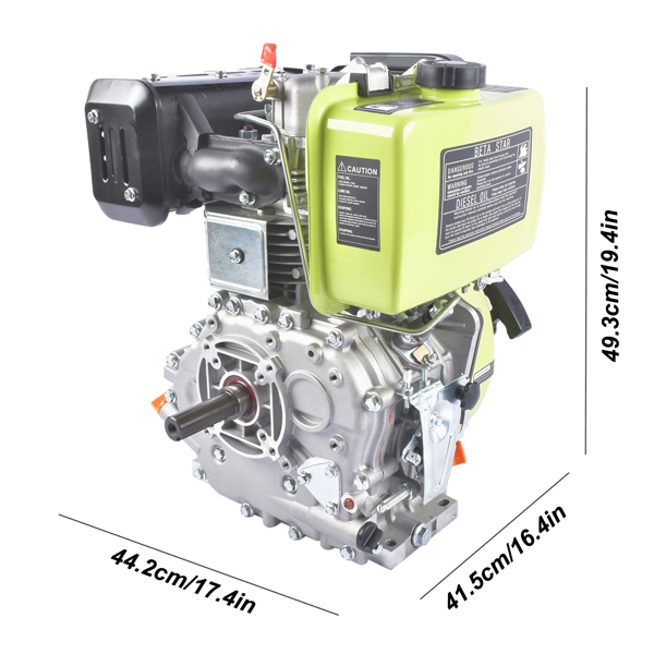A1-绿色10HP四冲程单缸柴油发动机 10HP 4Stroke Single-Cylinder Diesel Engine 418CC 6300W Recoil 3600RPM Air Cooled (Green)-5