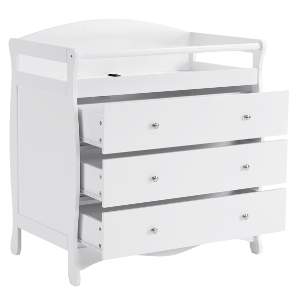 White 3-Tier Drawer Baby Cot with Safety Guard – 90.5x58x92cm | Wooden Baby Bed & Storage Combo-5