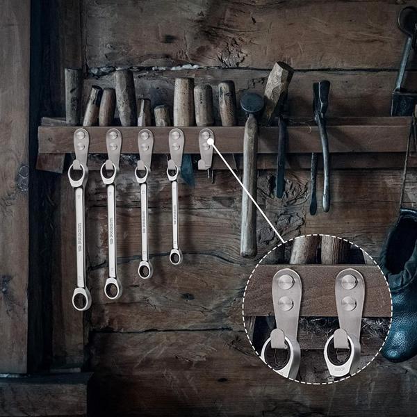 5-piece set of large L-shaped stainless steel hooks for entrance door panels, wardrobe and schoolbag (natural color)-4