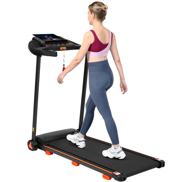 全新家用跑步机，2.5HP 静音折叠跑步机，带心率传感器，承重 300 磅，7.5 英里/小时，倾斜跑步机，带 USB 充电站和蓝牙扬声器，6 个减震装置-18