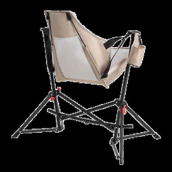Hammock Camping Chair, Folding Portable Rocking Chair, Aluminum Alloy Adjustable Back Swinging Chair with Pillow Cup Holder, Recliner with Carry Bag for Outdoor Travel Lawn Backyard, KHAKI-13