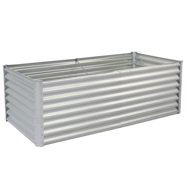 1PC 6*3*2FT 拼接式方形镀锌板 银色 铁种植-3
