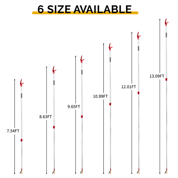 7.55-13.12FT 银+红 手动摘剪器 伸缩铝杆 铝杆+铁 杆式工具-11