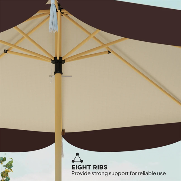 8.7 FT Elegance Patio Umbrella, UPF 50+ Outdoor Market Umbrella with 8 Ribs, Beige -4