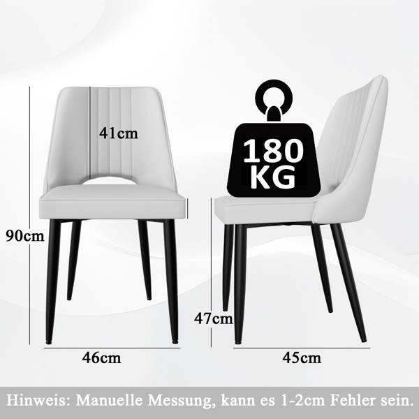 Esszimmerstühle 8er Set, Stühle Esszimmer Kunstleder mit Hoher Rückenlehne, Küchenstühle Modern mit Metallfüßen, Gepolsterter Esstisch Stühle Geeignet für Wohnzimmer Küche-2