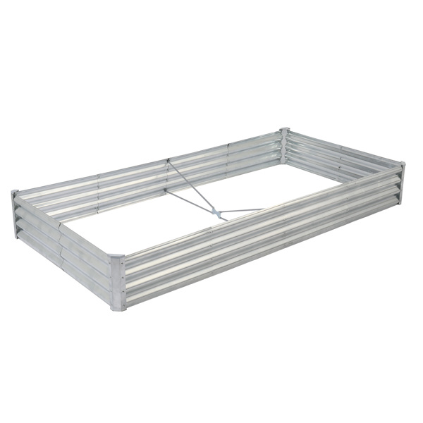 2PCS 8*4*1FT 拼接式长方形镀锌板 原色 铁种植-5