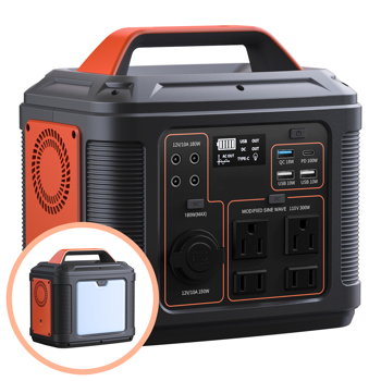 300W便携式电站，296Wh 80000mAh锂电池，带300W（600W峰值）交流插座，适用于户外露营房车、露营发电机、太阳能储能电源