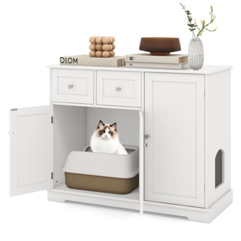 猫垃圾箱外壳，带2个抽屉和3门防倾倒装置存储（amazon shipping-发货，WALMART禁止销售）