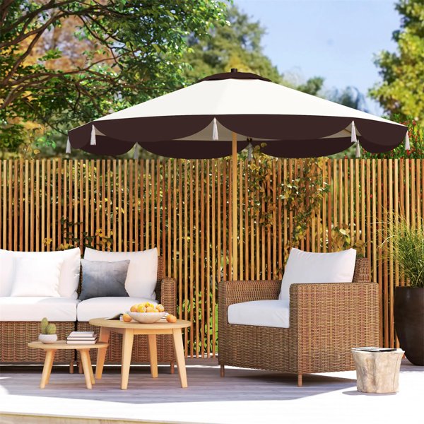 8.7 FT Elegance Patio Umbrella, UPF 50+ Outdoor Market Umbrella with 8 Ribs, Beige -10