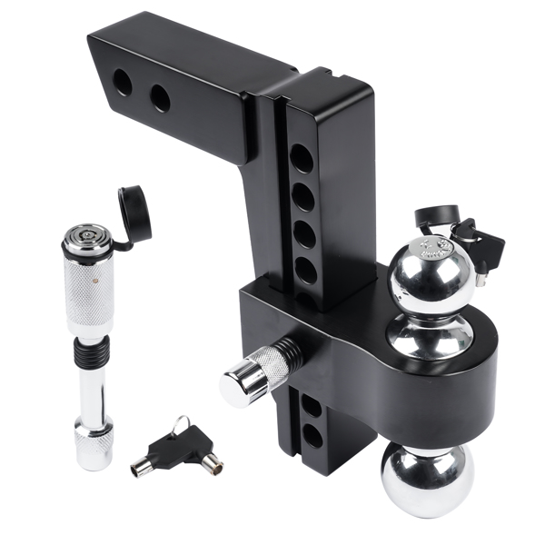 拖车挂接装置 Adjustable Aluminum Trailer Hitch Fits 2-inch Receiver Solid Tube Hitch 12500LBS 8 Inch Drop/Rise-1