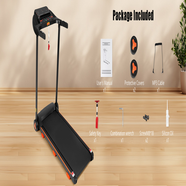 全新家用跑步机，2.5HP 静音折叠跑步机，带心率传感器，承重 300 磅，7.5 英里/小时，倾斜跑步机，带 USB 充电站和蓝牙扬声器，6 个减震装置-24