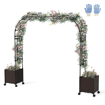 80英寸花园拱形棚架，带2个花盆箱和可锁轮子 （amazon shipping-发货，WALMART禁止销售）